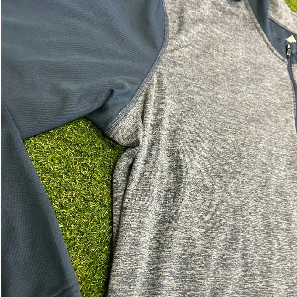 Adidas Golf Mens 2XL Blue Heathered Quarter Zip Pullover Long Sleeve Shirt